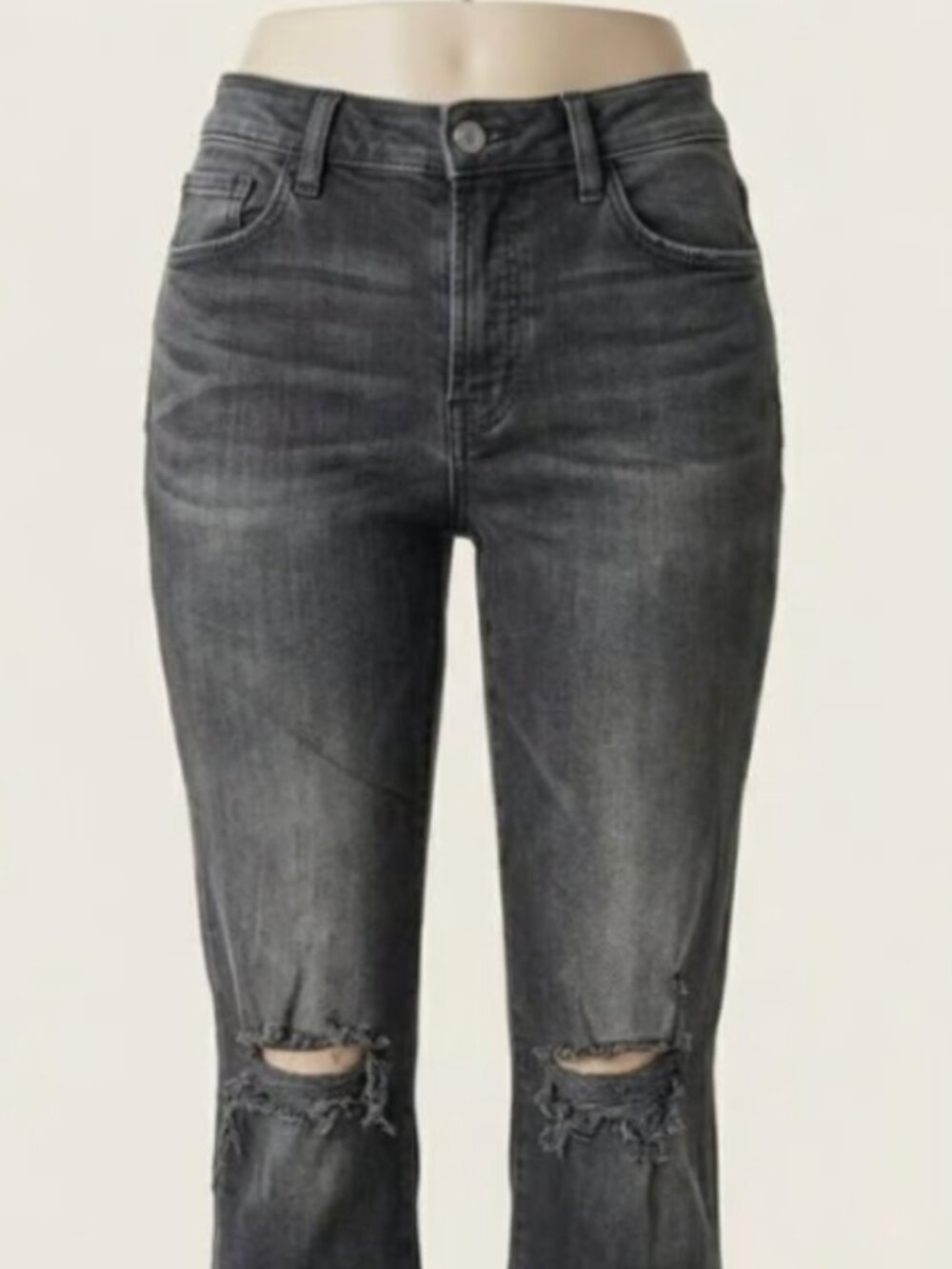 MOTHER The Looker Distressed Frayed Hem Skinny Jeans Washed Black Size 26